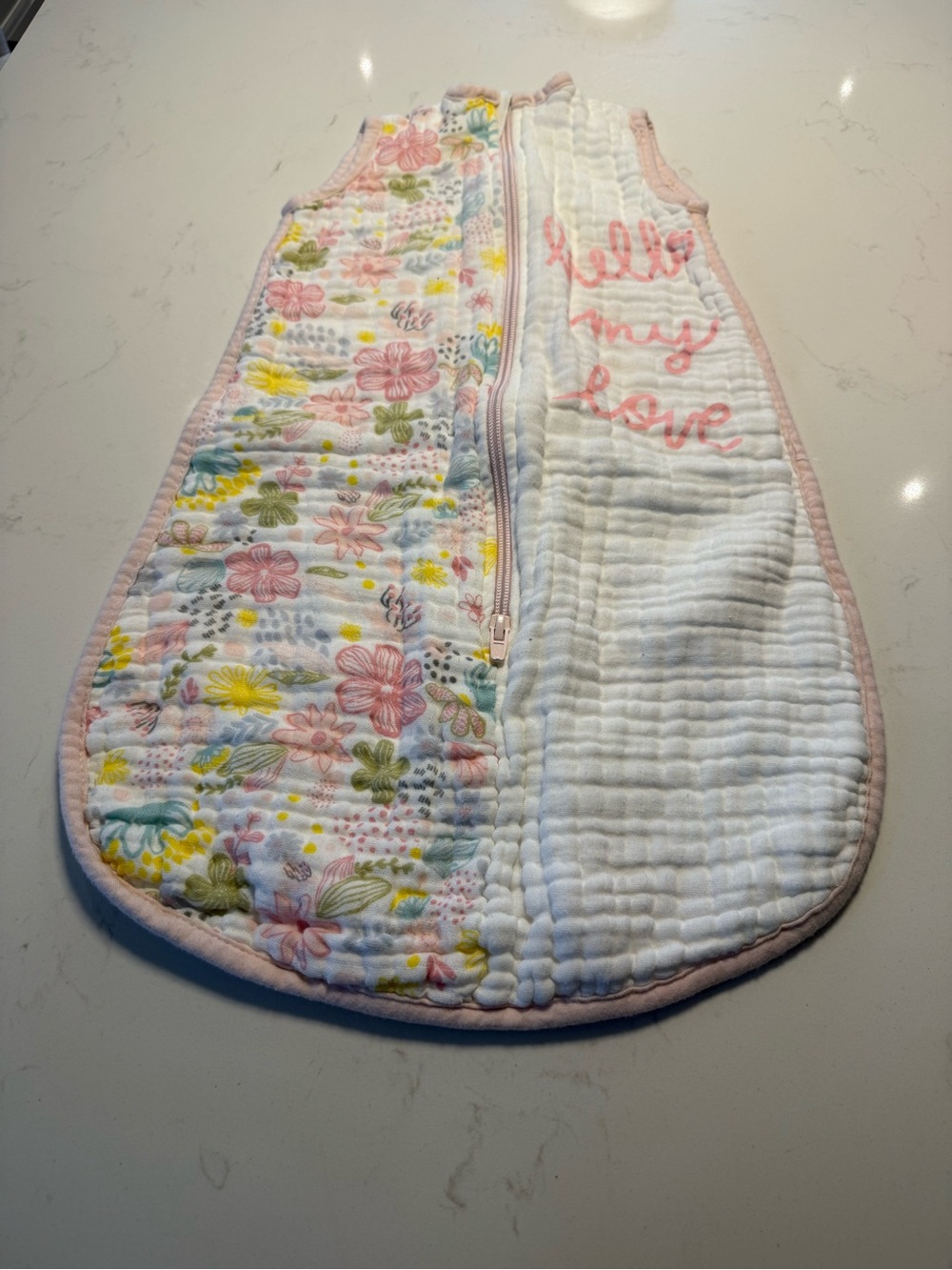 chick pea Pink Floral Quilted Baby Sleep Sack size 0-3 months